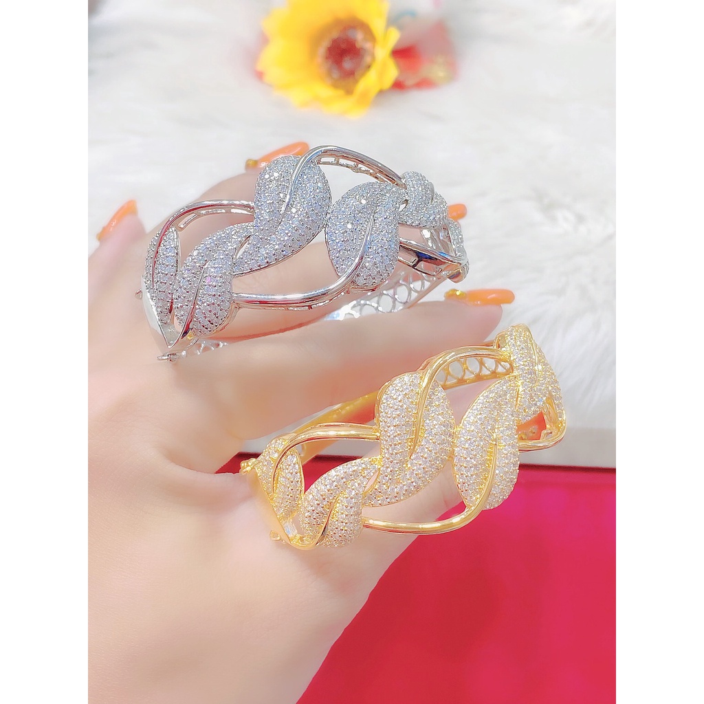 Vòng tay nữ UHA, lắc tay bền màu thiết kế cao cấp sáng lấp lánh V478