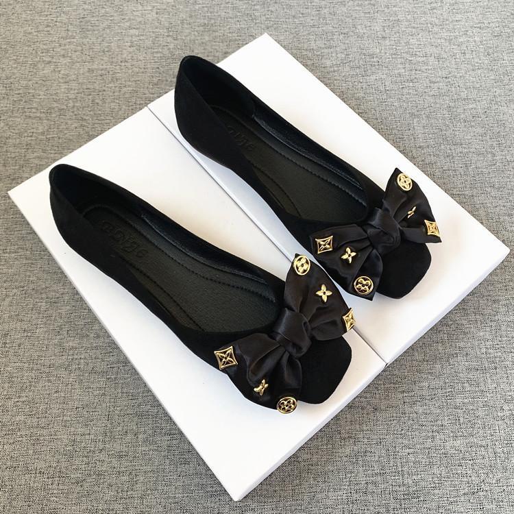 Giày Búp Bê Đế Mềm Mũi Vuông Thắt Nơ Thời Trang 2022 Cho Nữ Size 32-44