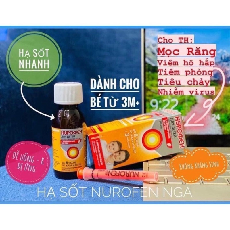 🥵 SIRO HẠ SỐT GIẢM ĐAU NUROFEN VỊ DÂU CHO TRẺ TỪ 3 THÁNG TUỔI