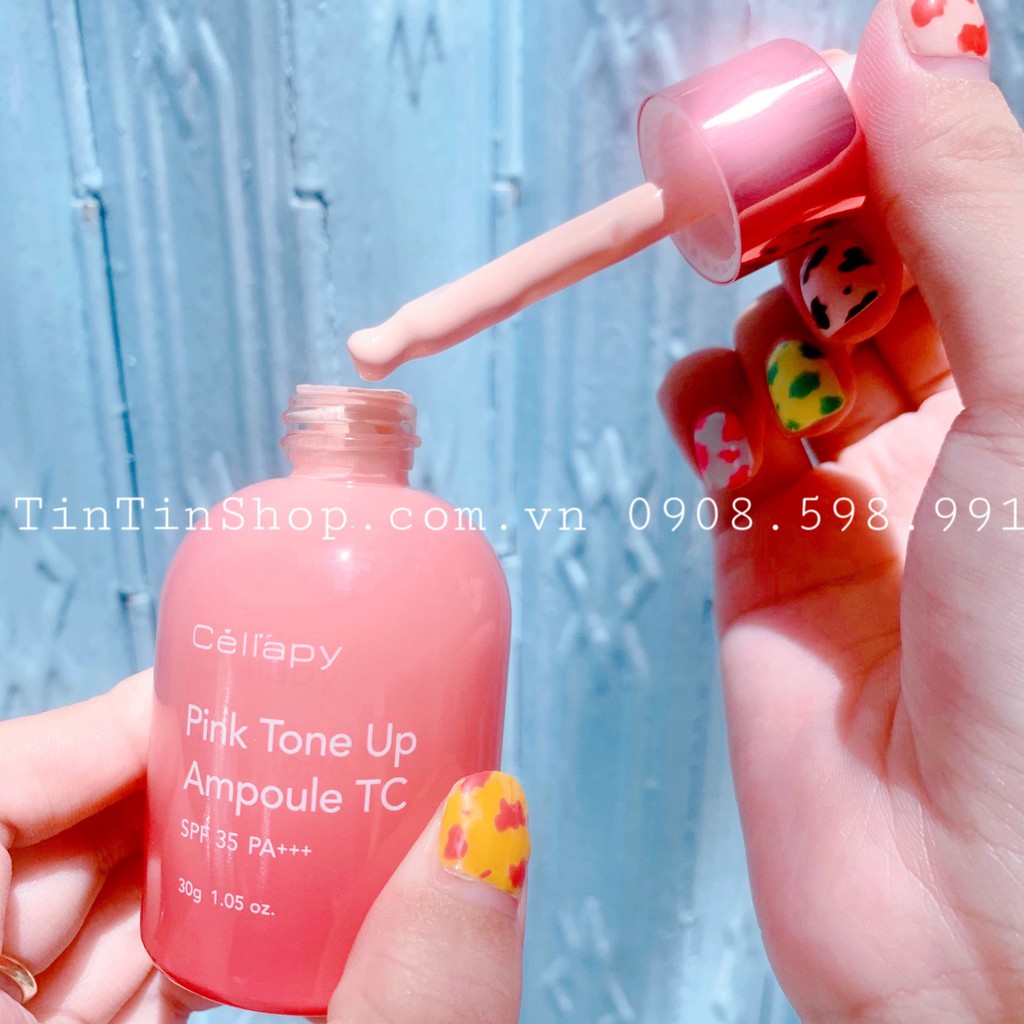 Tinh Chất Dưỡng Trắng Da Căng Bóng, Nâng Tông Chống Nắng Cellapy Pink Tone Up Ampoule TC SPF 35 PA+++ 30g- Phiên Bản Mới