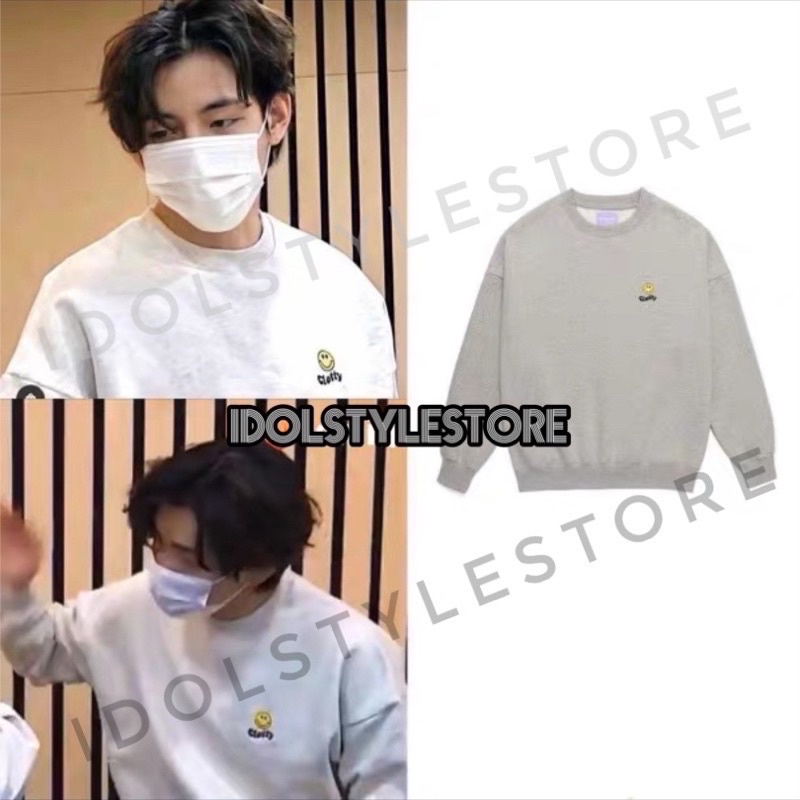 (Quà tặng kèm card idol) áo sweater xám của V BTS