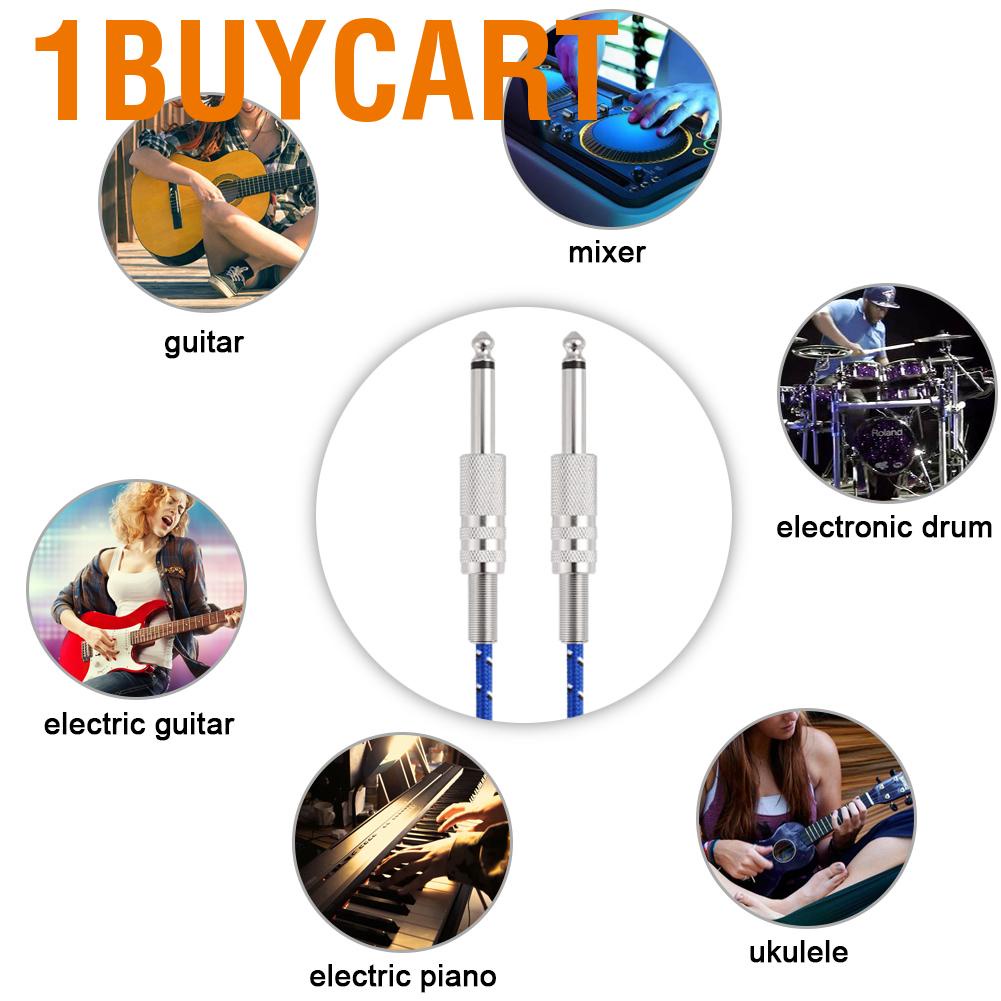 1buycart 6.35mm Straight Plug Mono Guitar Cable Male to Wire Cord for Electric Instruments Cables