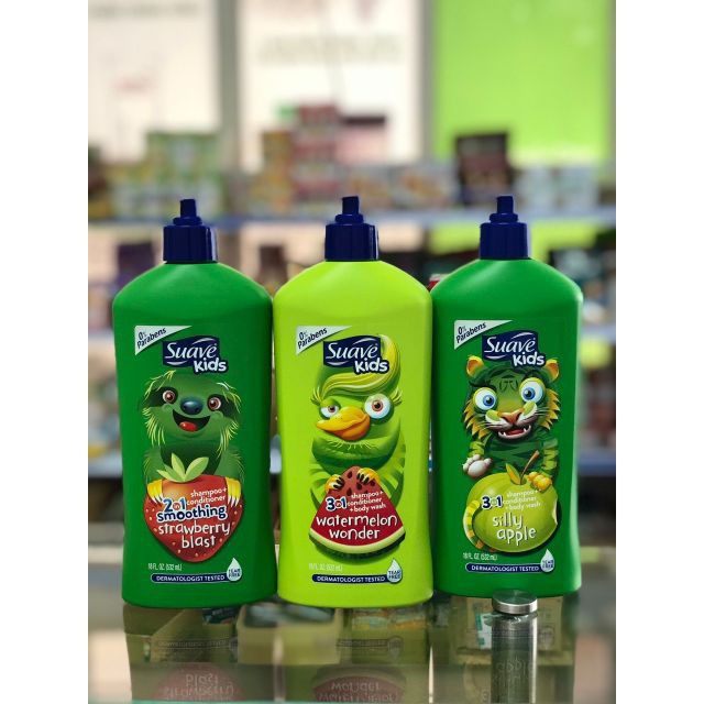 Sữa Tắm Gội Xả 3in1 & 2in1 Suave Kids 532ml Chai Vòi Nhí