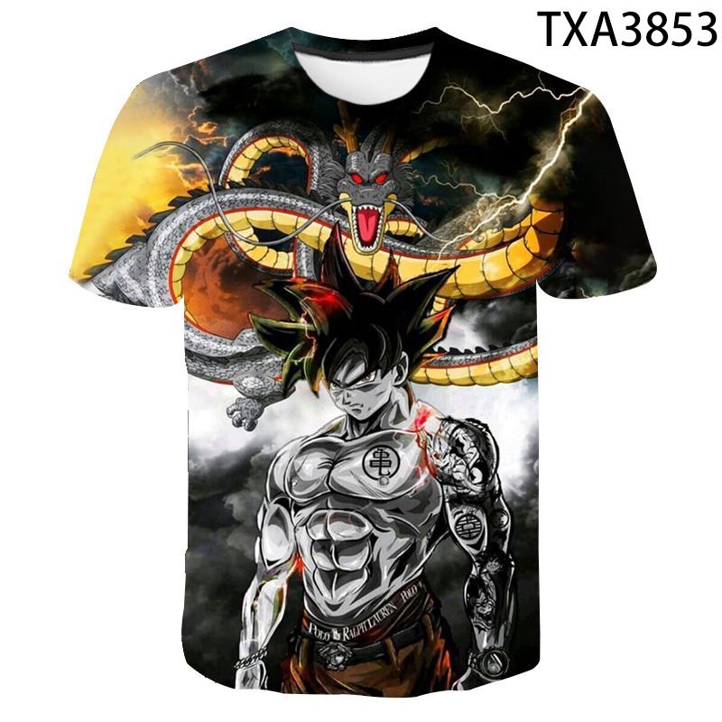 Áo Thun Ngắn Tay Cổ Tròn Cỡ Lớn In Hình Dragon ball 3d Cá Tính Dành Cho Nam