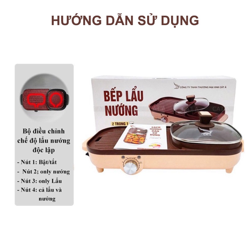 [Sẵn hàng] Bếp lẩu nướng đa năng 2IN1 - Nồi lẩu nướng phủ men chống dính CAO CẤP, công suất 1500W phù hợp 5-6 người dùng