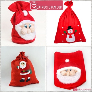 Túi đựng quà ông già Noel có dây rút - Trang phục túi quà giáng sinh (vải nỉ/vải nhung)