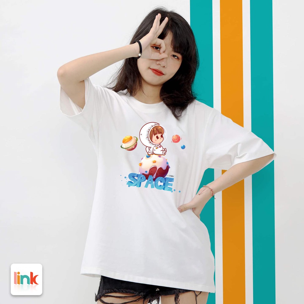 Áo đôi SPACE CUTE tay lỡ form dáng rộng unisex