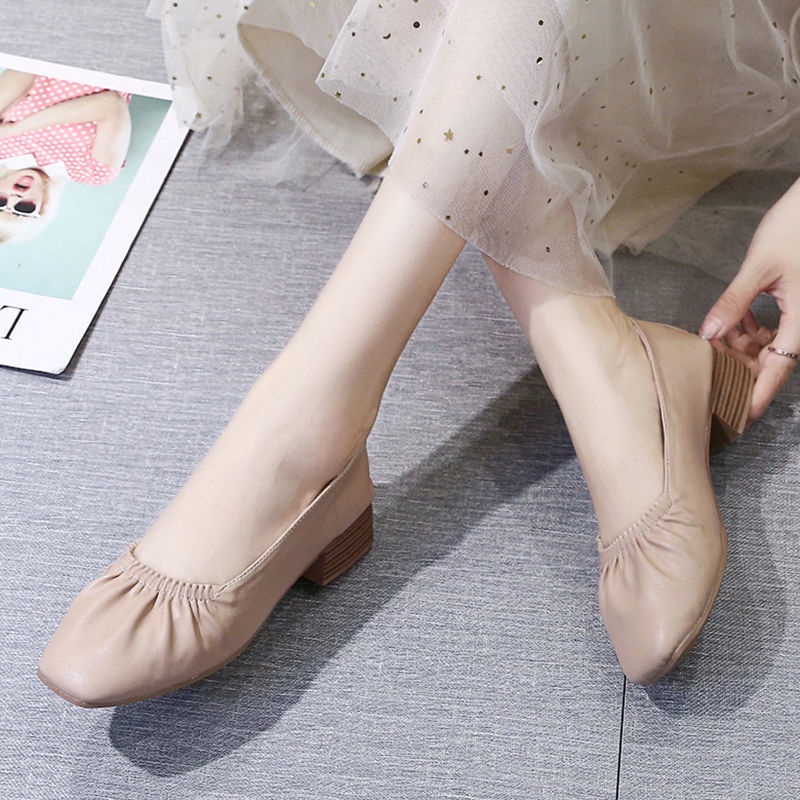 Giày IELGY mũi vuông đế dày chống trượt màu trơn thời trang dành cho nữ