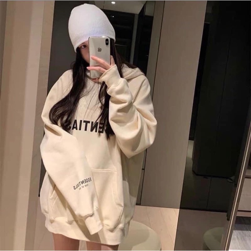 Áo Hoodie Essential PHULA nữ  Sweater nỉ form rộng tay bồng kiểu dáng vintage cá tính Ulzzang Hàn Quốc