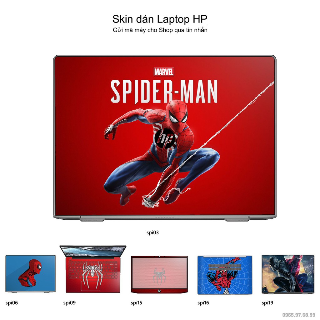 Skin dán Laptop HP in hình người nhện Spiderman (inbox mã máy cho Shop)