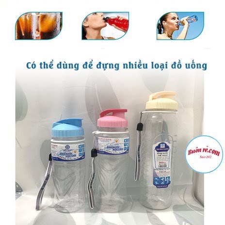 Bình nước học sinh Việt Nhật 550ml,750ml,900ml – Bình nước thể thao có quai dù treo TTS 0088/0089/0090