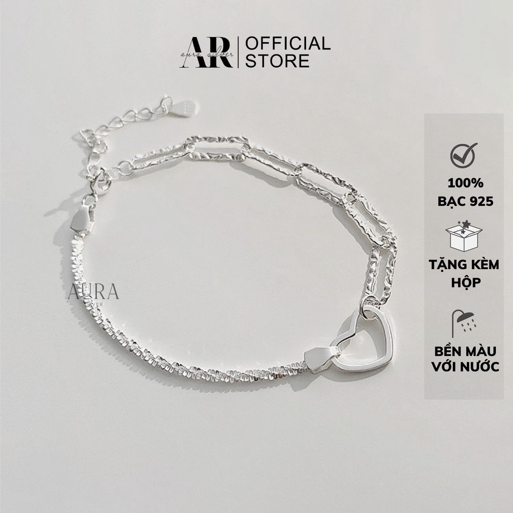[KHÔNG GỈ]Lắc tay nữ bạc 925 vòng tay bạc Chain Heart-LT14