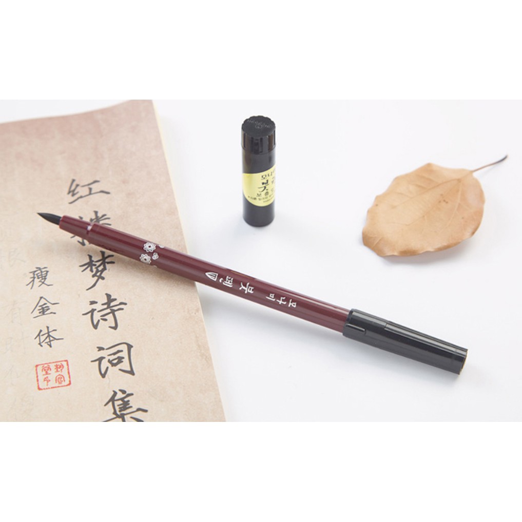 Bút thư pháp, viết chữ Hán, bút cọ Brush Pen Monami màu đen