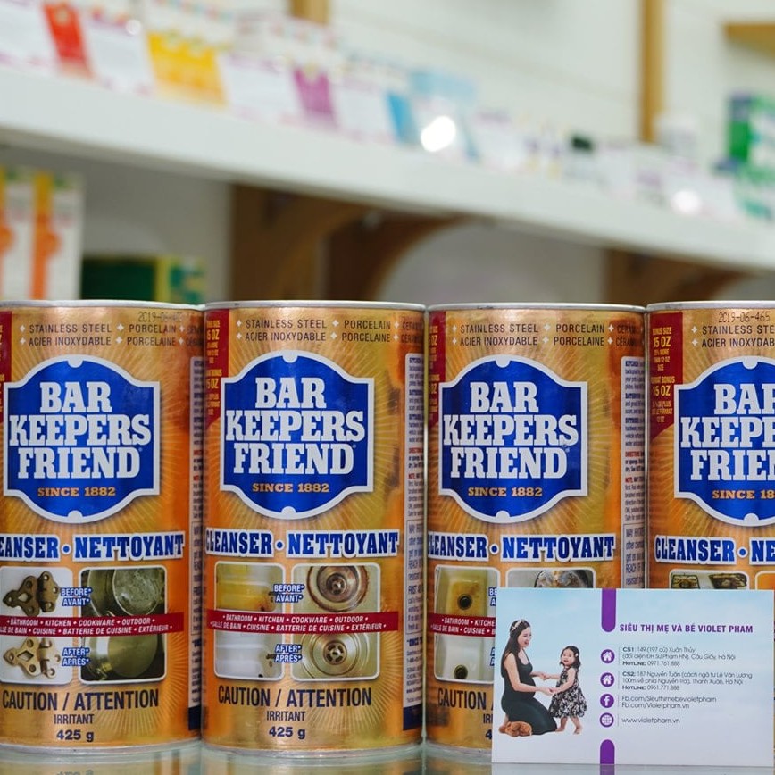 BỘT LÀM SẠCH HỮU CƠ ĐA NĂNG - BAR KEEPERS FRIEND tặn kèm 2 miếng ráp lau chùi