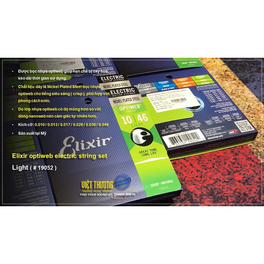 Bộ dây đàn guitar điện chống gỉ chính hãng Elixir - nhập khẩu trực tiếp từ Mỹ