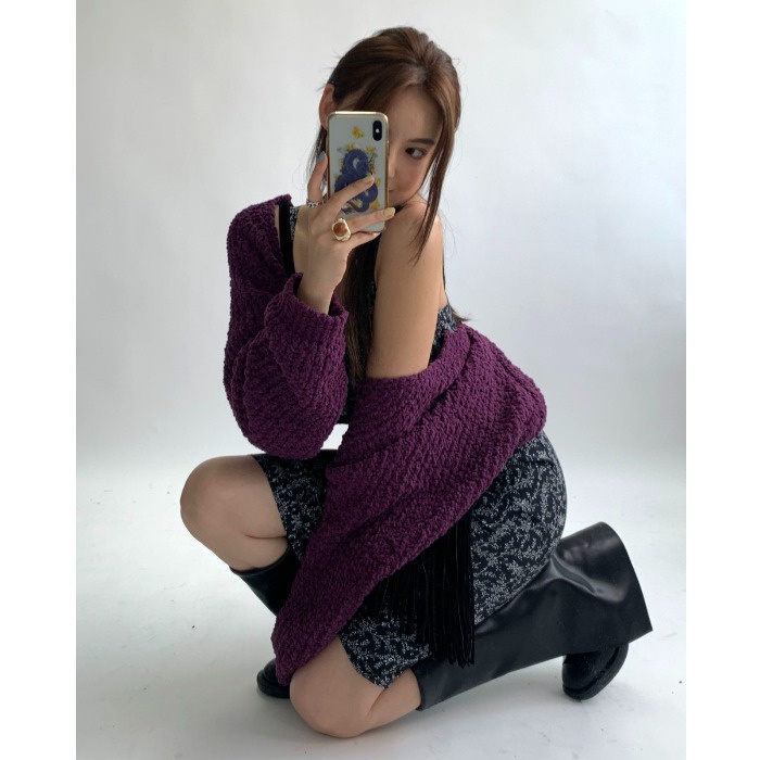 Áo len rộng khăn choàng, áo khoác ngắn 3 màu | BigBuy360 - bigbuy360.vn