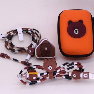 Bộ bảo vệ dây cáp sạc chủ đề gấu Brown