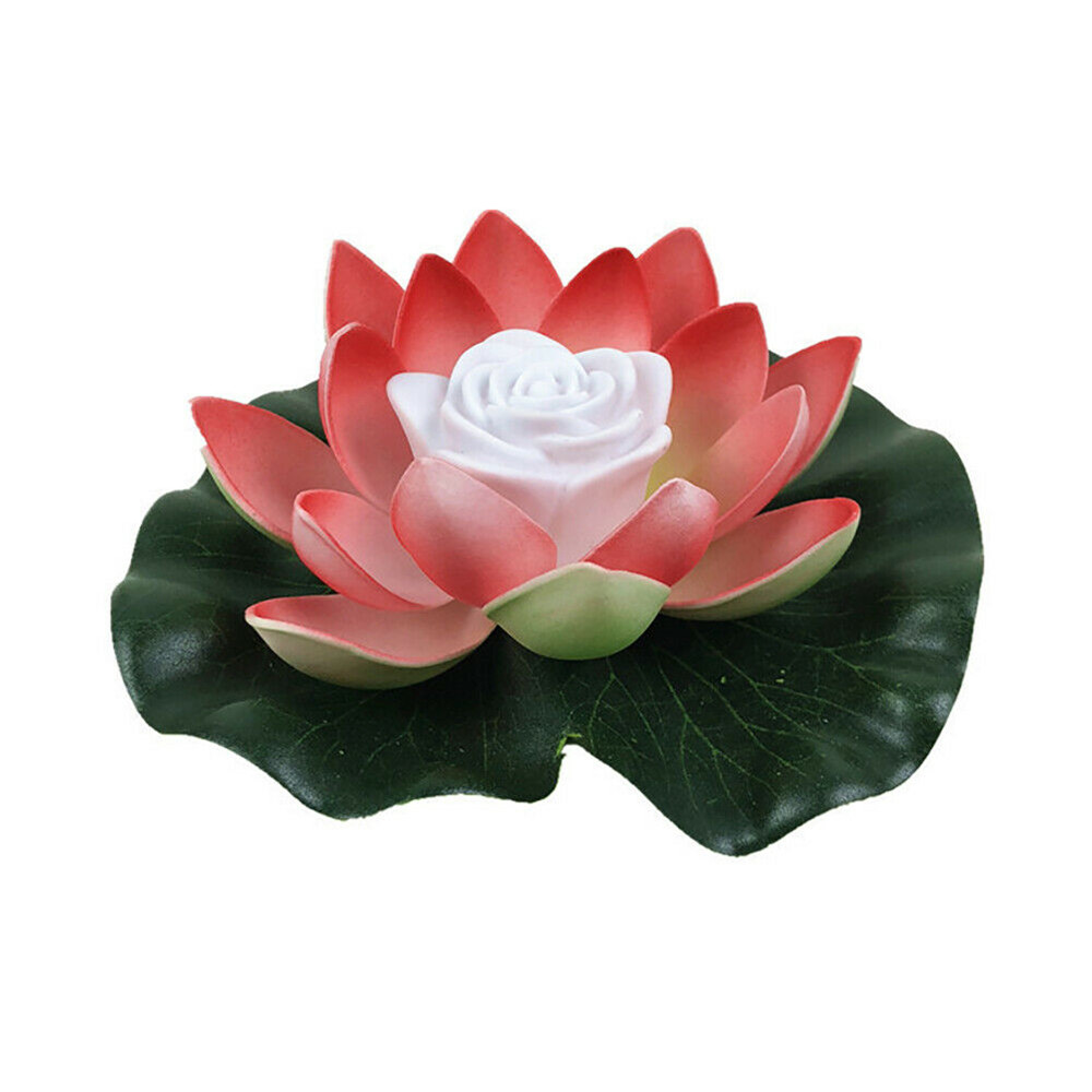 Cod Qipin 18CM LED Lotus Light Floating Wishing Pool Fountain Water Garden Landscape Powered Flower Lamp