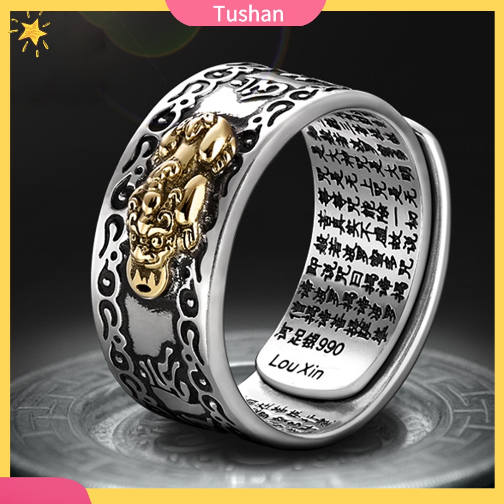 Nhẫn Hở Mạ Bạc Khắc Hình Trái Tim May Mắn Cho Nam