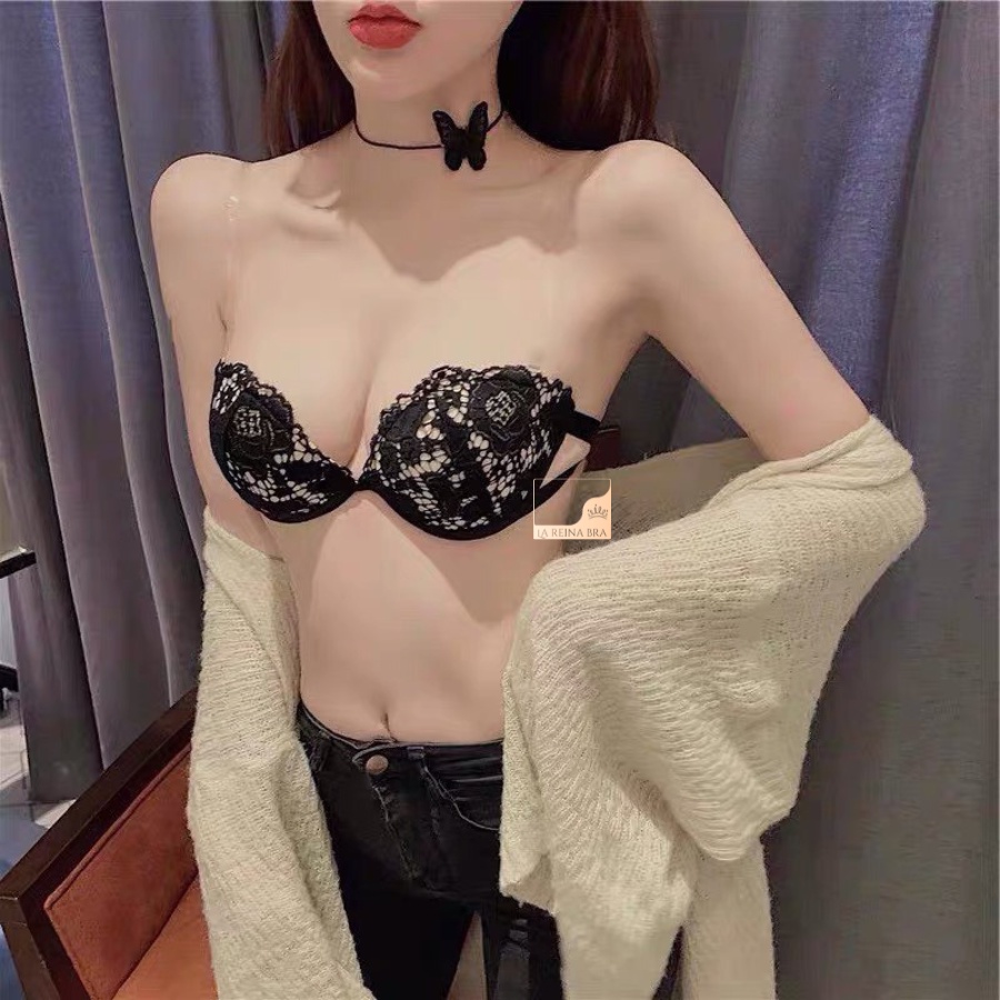 Áo lót không dây LA REINA BRA - LRCN009 thiết kế hoạ tiết ren gợi cảm cùng đệm tim silicon chống trơn, tụt