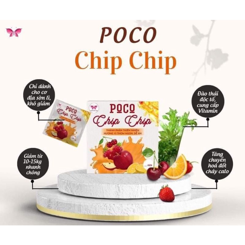 Kẹo Giảm Cân POCO CHIP CHIP Dành Cho Cơ Địa Chai Lì. Hộp 15 gói