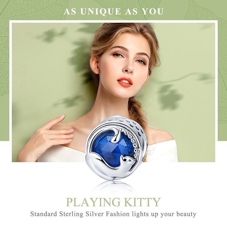 Bamoer Hạt Charm Bạc 925 Hình Chú Mèo Đáng Yêu Dùng Làm Trang Sức DIY