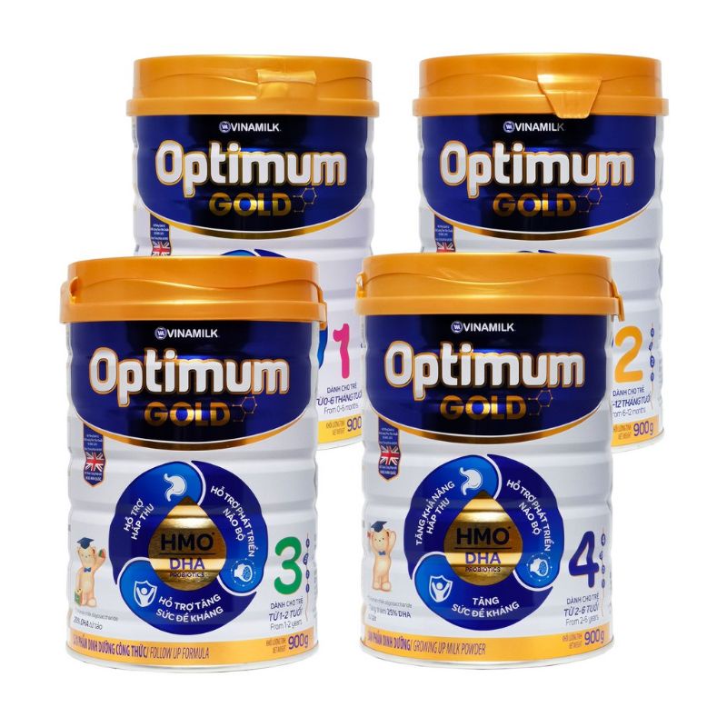 Sữa bột Vinamilk Optimum Gold Đủ số 1 2 3 4 hỗ trợ tăng đề kháng cho bé (Lon 850g và 1.45kg)