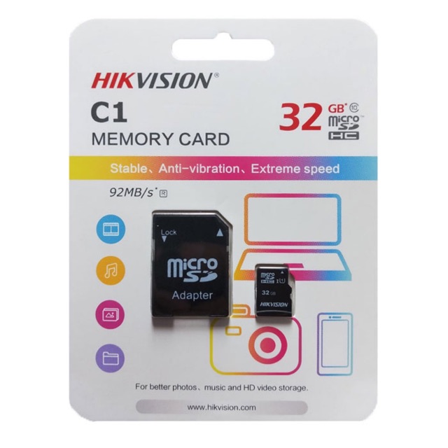 [Mã ELFLASH3 hoàn 10K xu đơn 20K] Thẻ nhớ micro sd hikvision c1 32gb