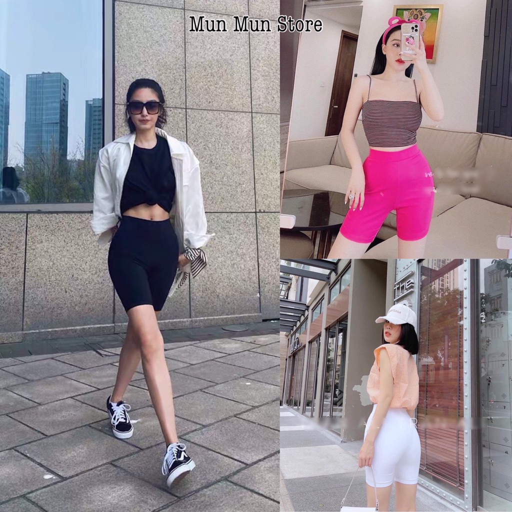 Quần legging ngố MunMunStore quần ngố đùi chất lưng cao chất borip siêu co giãn - mềm mịn - mix với gì cũng hợp