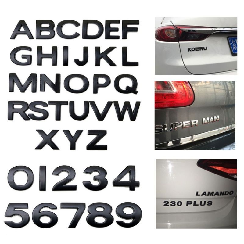 Miếng dán chữ cái 3d kim loại cho ô tô xe hơi màu đen | BigBuy360 - bigbuy360.vn