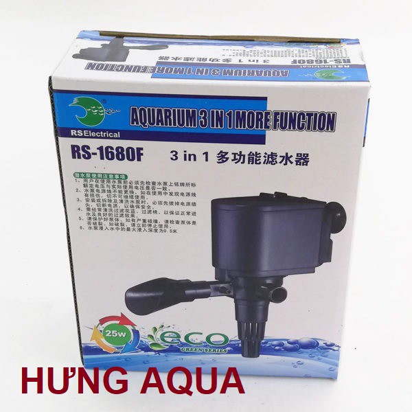 Bơm bể cá cảnh RS 1680F 25W - bơm nước bể cá - máy bơm nước cho hồ cá cảnh 3 trong 1, đẩy cao 1.3m