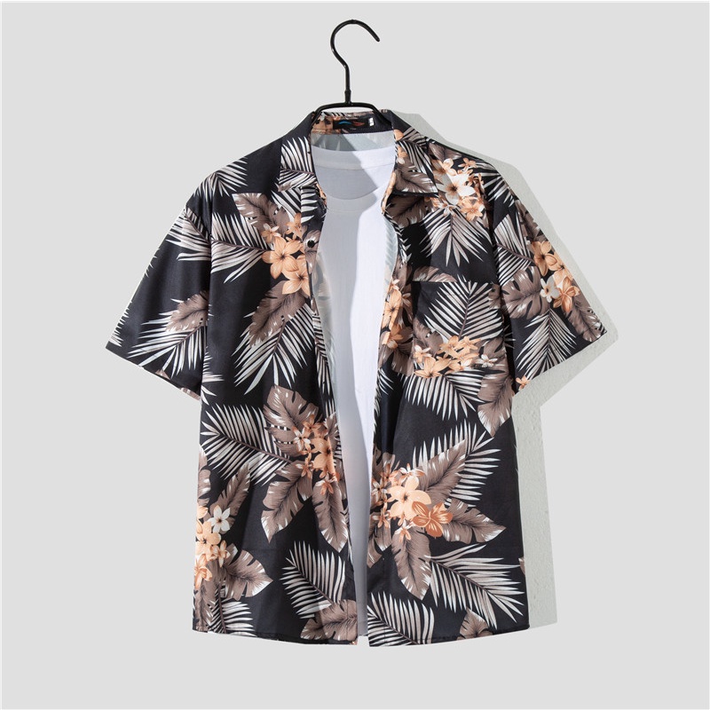 Áo Sơ Mi Tay Ngắn Dáng Rộng In Họa Tiết Hoa Phong Cách Hawaii Thời Trang Mùa Hè Cho Nam size M-3XL