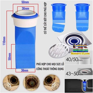 Bộ phụ kiện Silicone lắp thoát sàn chống mùi hôi ngăn vi khuẩn trào ngược lên, ngăn mùi hôi nhà vệ sinh, cống nước hiệu