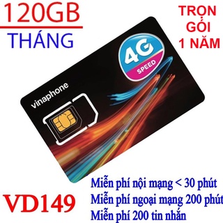 SIM 4G vinaphone trọn gói 1 năm VD89 D60G VD149 Fhappy trọn gói 1 năm