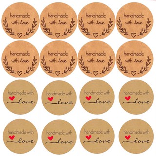 Tem dán handmade with love - sticker trang trí