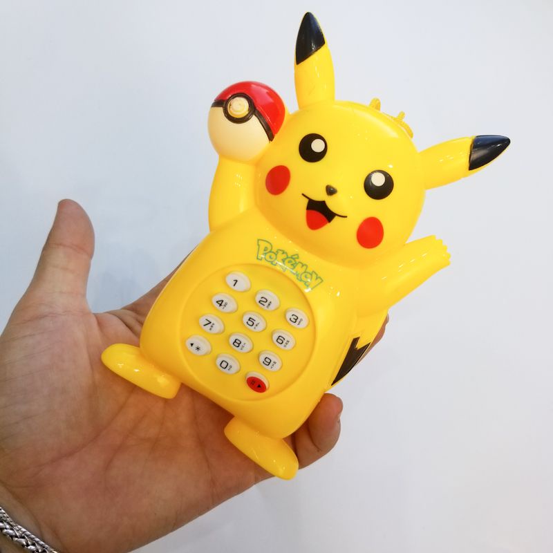 【Có nhạc】Đồ chơi điện thoại bàn cầm tay Pikachu dùng pin xinh xắn, ngộ nghĩnh cho bé