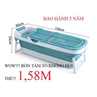 Bồn tắm gấp gọn cho cả gia đình, bồn tắm nhựa 1,58M có nắp, bồn tắm cao cấp, bồn tắm silicon cho người lớn