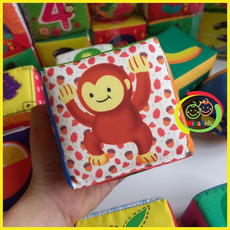 Khối Vải Cho Bé Bộ 8 Đồ Chơi Hình Khối Vui Nhộn Kèm Bóng Xúc Xắc Phát Triển Đa Giác Quan Pipo Minakids SV59