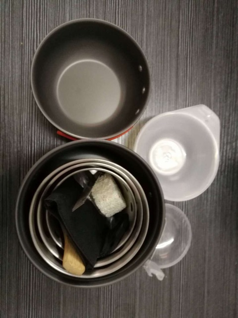 Bộ bếp nồi dã ngoại gấp gọn đun củi hoặc nồi có thể đun bằng bếp ga du lịch