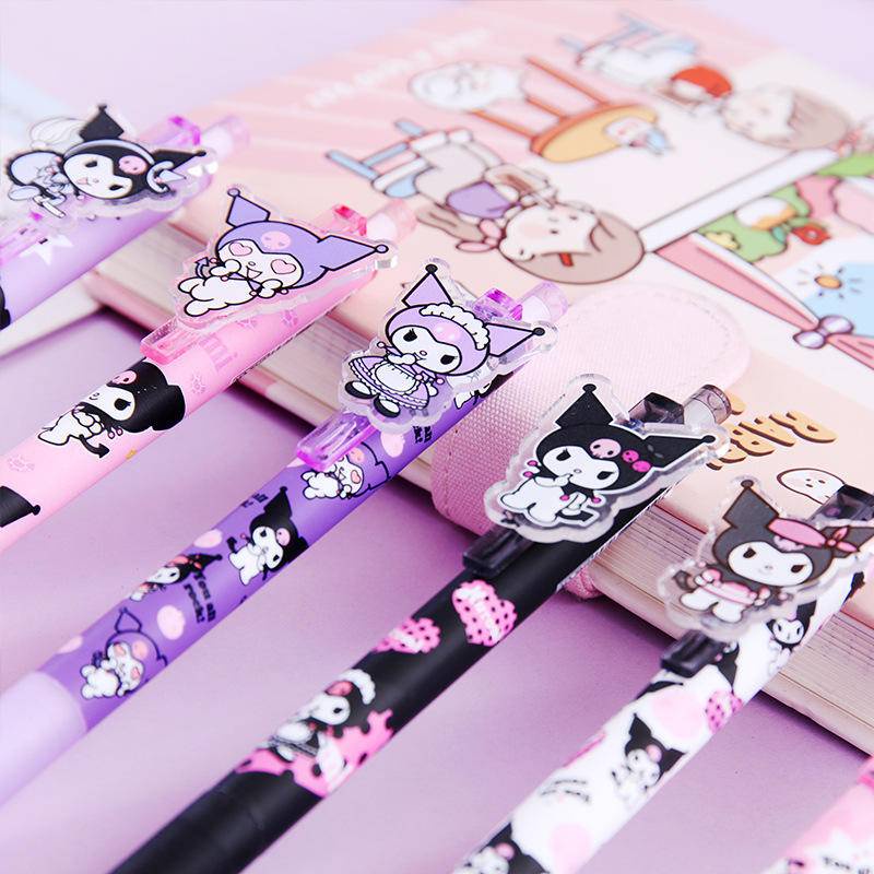 SANRIO Set 6 Bút Mực gel Gắn Lưng Kuromi Dễ Thương Cho Học Sinh