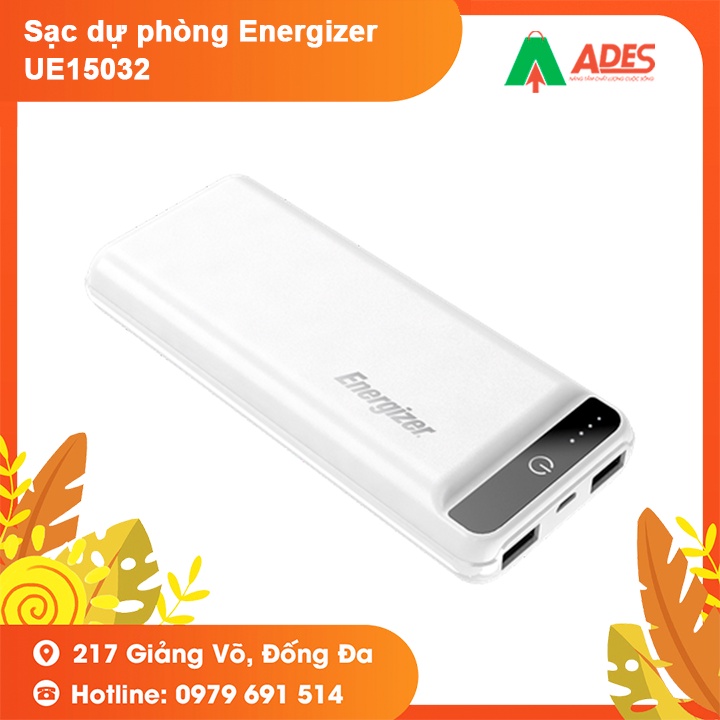 Sạc dự phòng Energizer 15,000mAh UE15032 - tích hợp công nghệ Fast Charge và 2 cổng outputs , hàng chính hãng