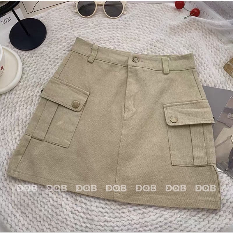 Chân váy thô kaki túi nắp hàng QC