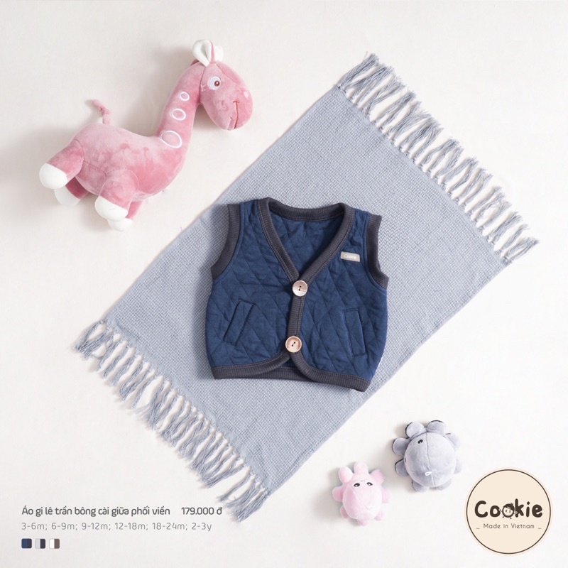 COOKIE Áo gile dày dặn trần bông và nỉ lông ấm áp cho bé trai bé gái