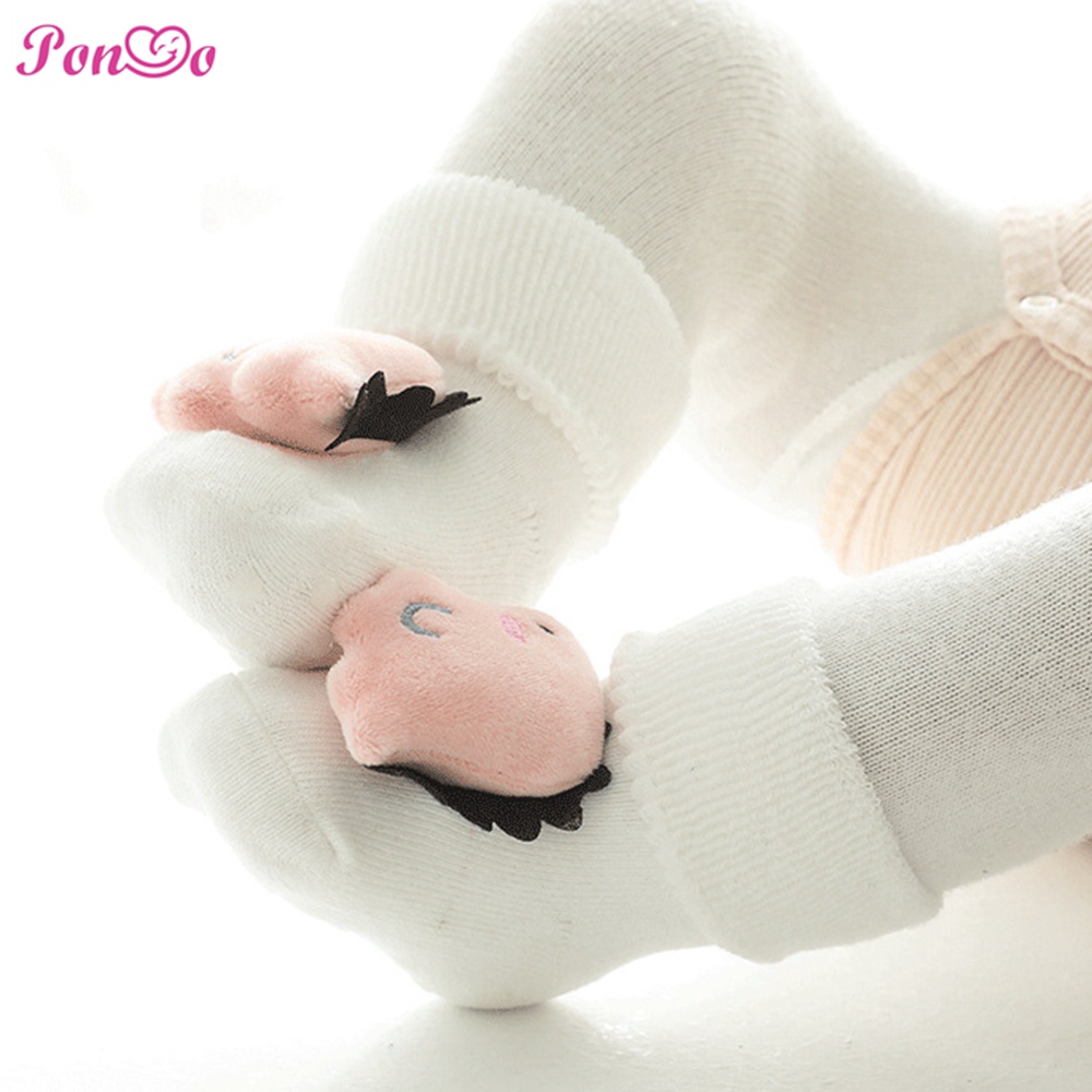 Vớ cotton chống trượt in hoạt hình 3D giữ ấm cho em bé