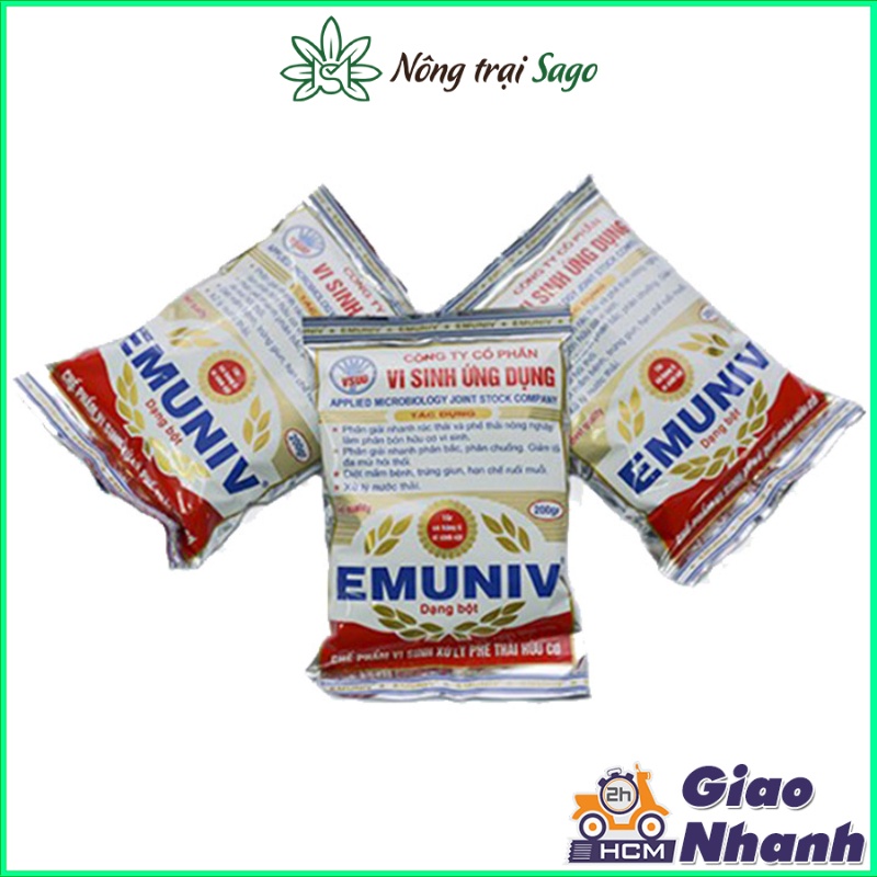 Chế Phẩm Vi Sinh EMUNIV Xử Lý Rác Thải Hữu Cơ, Rác Thải Sinh Hoạt Dạng Bột (gói 200gram) - Nông Trại Sago