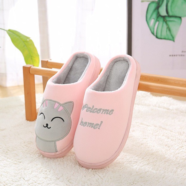 Dép bông mèo Kitty giữ nhiệt cực tốt chất nhung mịn màng lót nỉ ấm áp