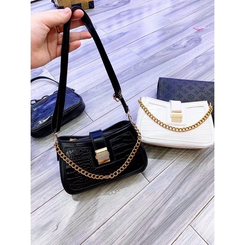 [Mã WAMT2405 giảm 10K đơn 0K] túi kẹp nách da sần , túi xách nữ đeo chéo , xách tay phối sích Size 20 siêu sang 2020 | BigBuy360 - bigbuy360.vn