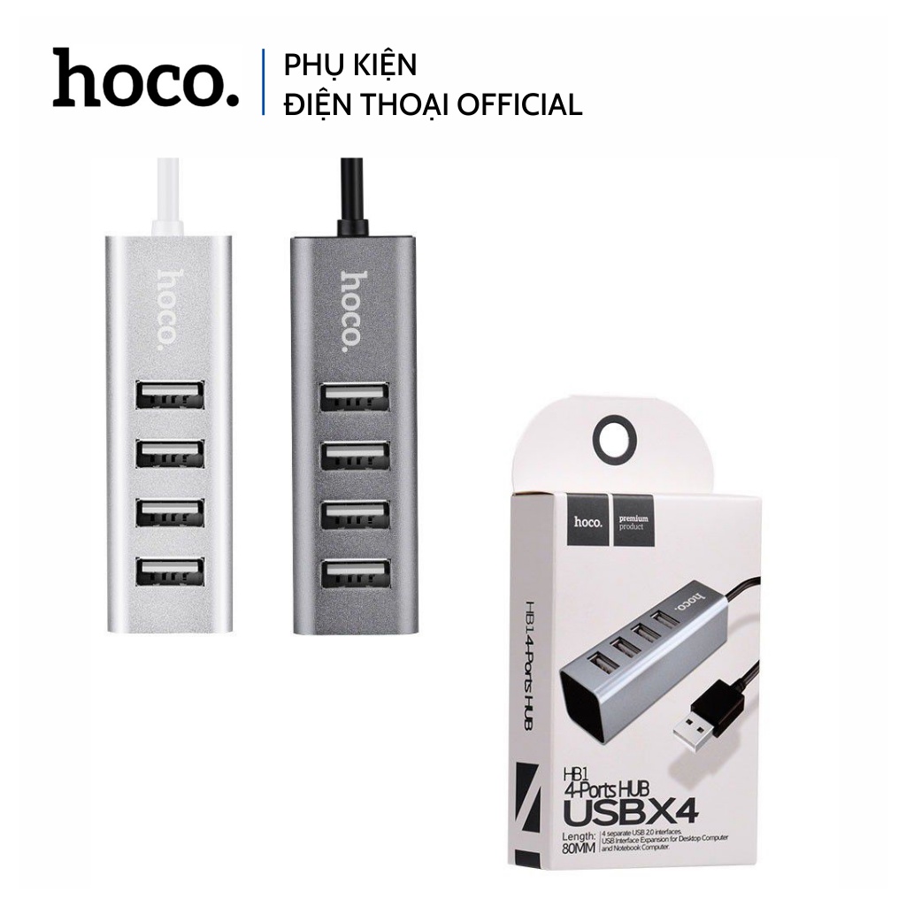 ⚡CHÍNH HÃNG⚡Bộ chia Hub 4 cổng USB 2.0 Hoco HB1 kết nối thiết bị ngoại vi: bàn phím, chuột, USB, ổ cứng di động