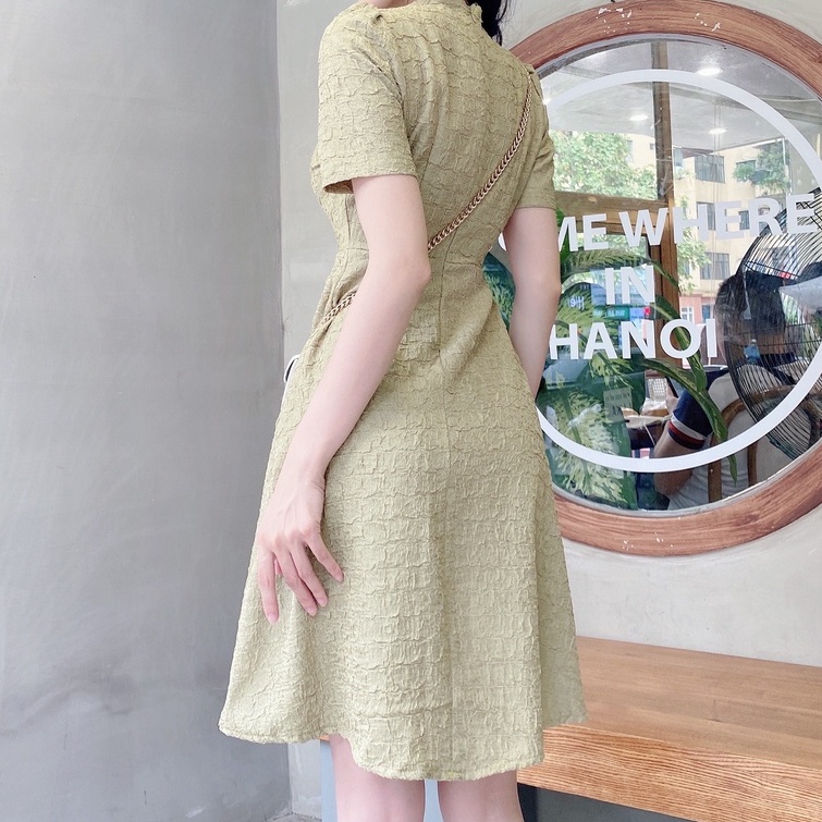 Đầm Váy xoắn cổ nhăn 4 màu basic dễ mặc v1277