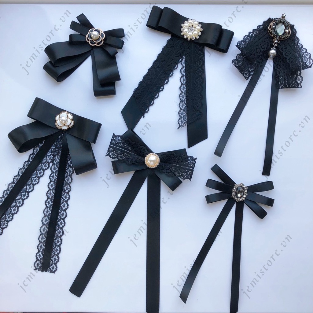Tag nơ cài áo sơ mi, nơ cài cổ áo váy nữ (hình thật)
